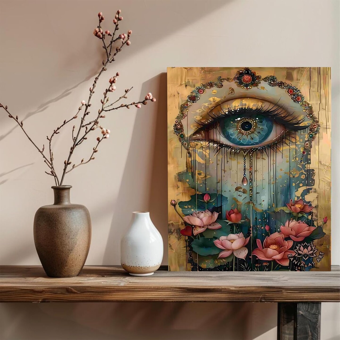 Paint by Numbers Kit for Adults Eye, Paint by Number Eye and Lotus, Paint by Numbers Kit for Adults Beginner for Gift and Home Wall Decor 16x20 Inch