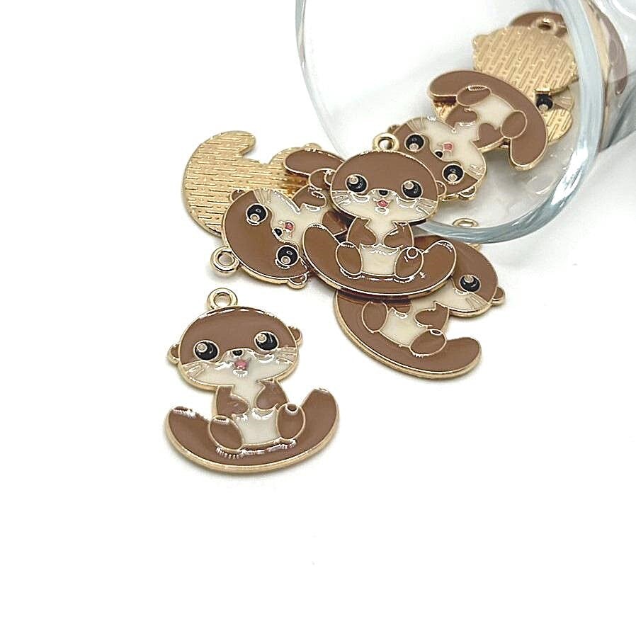 1, 4, 20 or 50 Pieces: Cute Enamel Otter Charms