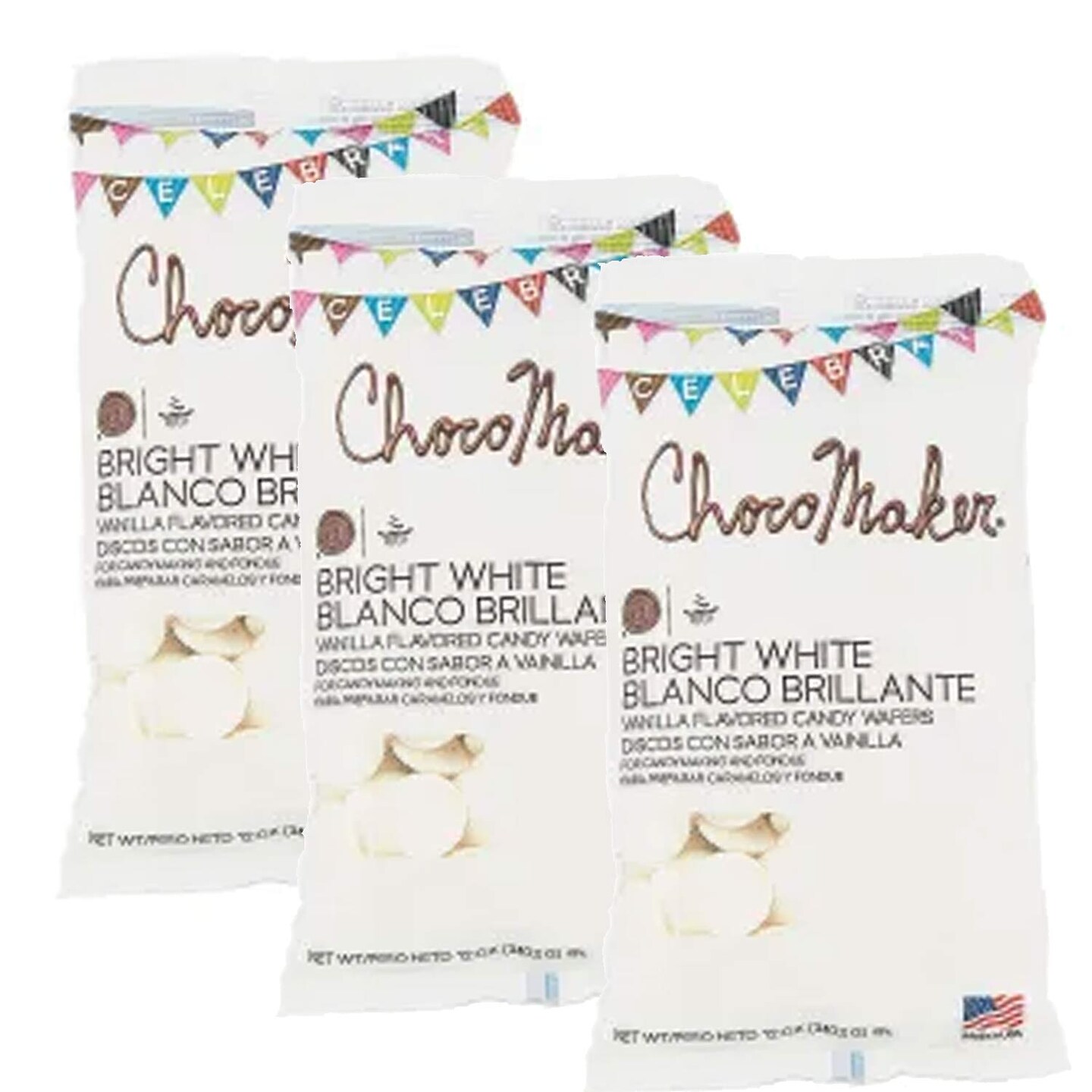 ChocoMaker Bright White Vanilla Flavored Candy Wafers 12 Ounce Bag