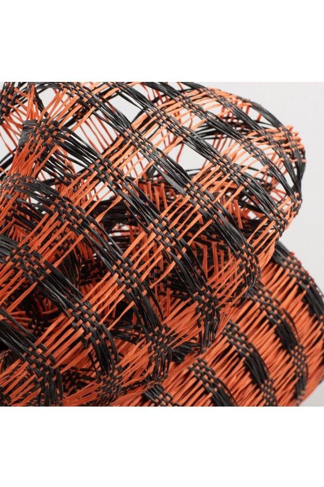 10&#x22; Poly Burlap Check Mesh Ribbon: Black &#x26; Orange (10 Yards)