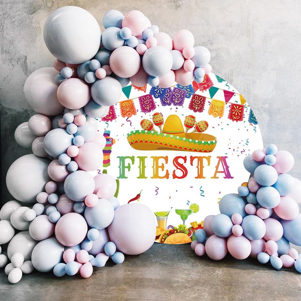 6x6ft Round Mexican Fiesta Backdrop Covers Sombrero Mexico Carnival Circle Photography Background Cinco De Mayo Mexican Theme Birthday Taco Twosday Party Decors Arch Photo Booth Props
