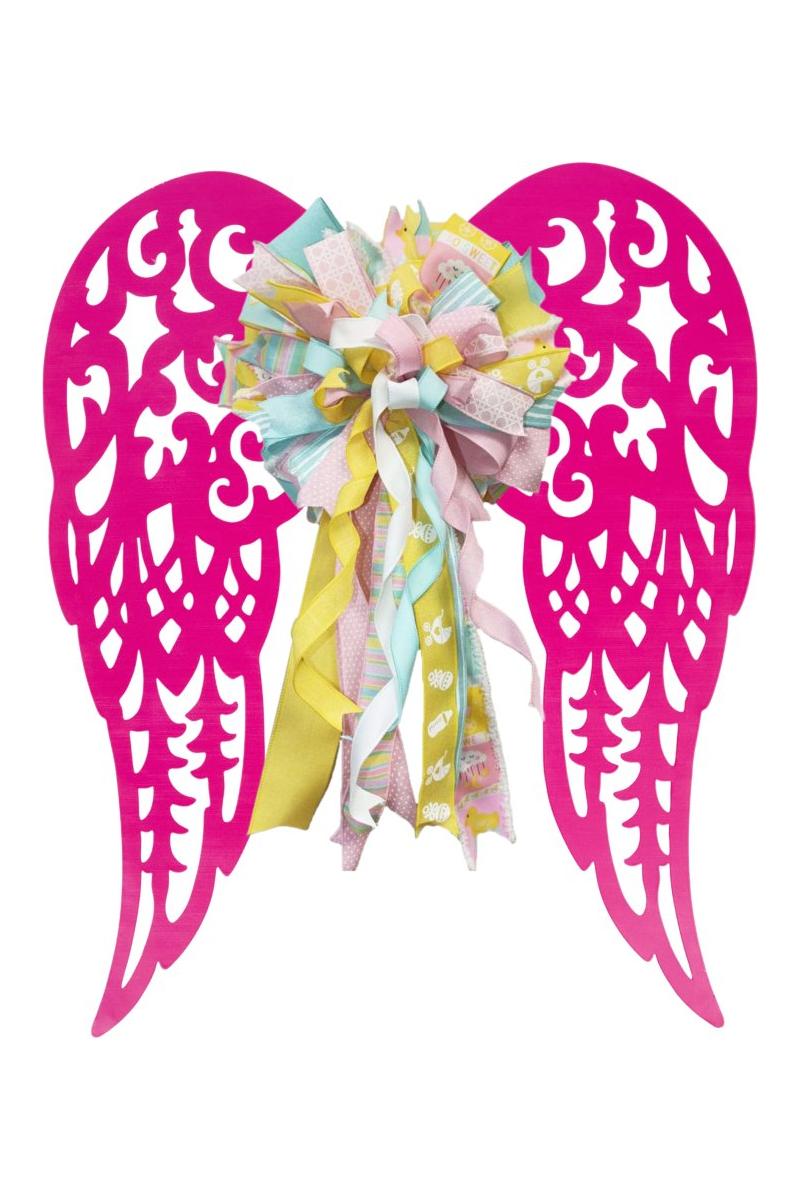 24&#x22; Metal Filigree Angel Wings: Hot Pink