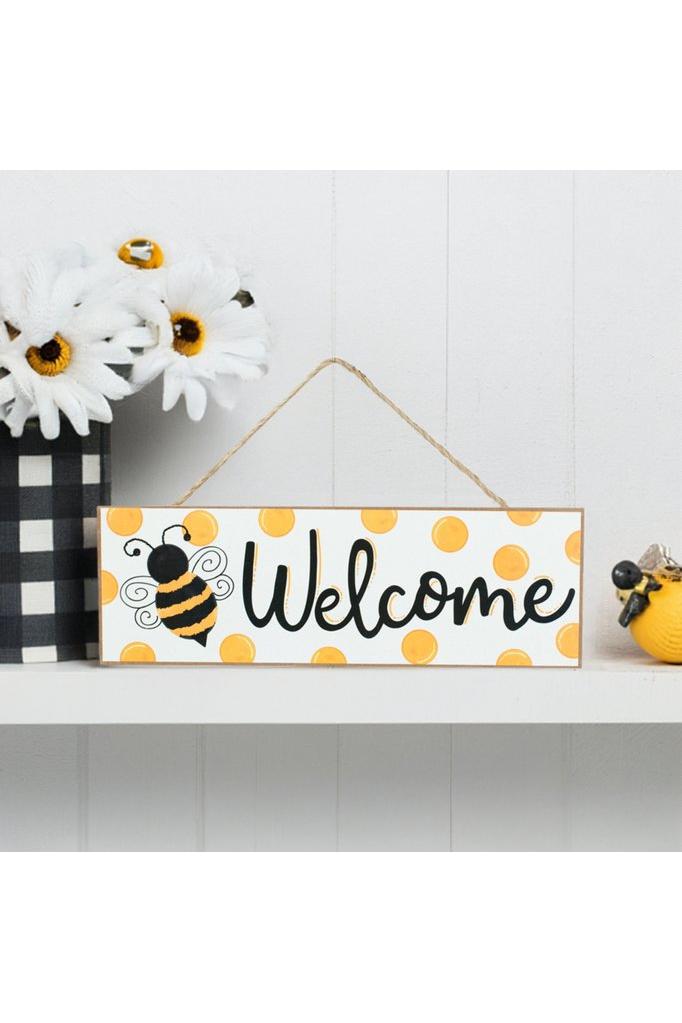 15&#x22; Wooden Sign: Bumble Bee Welcome