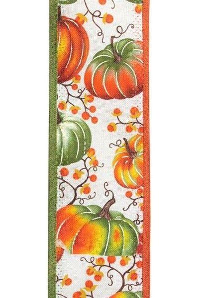 2.5&#x22; Pumpkins Bittersweet Ribbon: Moss Green (10 Yards)