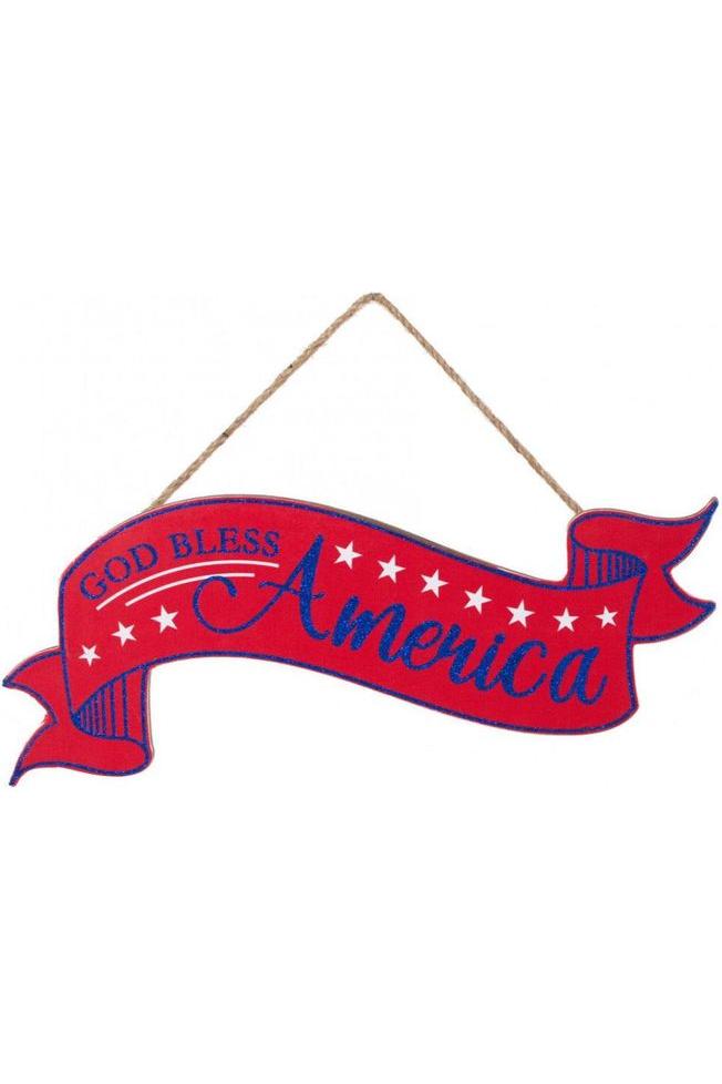 15&#x22; Wooden Banner Sign: God Bless America