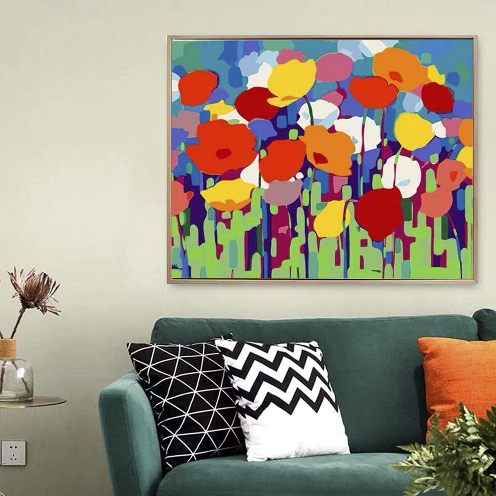 Paint by Numbers for Adults &#x26; Kids Easy for Beginner Kits Wooden Framed Canvas Flowers Painting Large Boards Color Acrylic Paint DIY Art Crafts