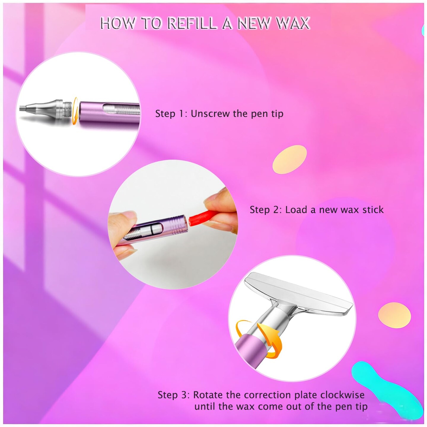 Diamond Art Painting Pen Refillable Wax Pen for Diamond Art Kit Accessories Self-Stick Drill Pens with Metal Correction Plate for 5D Craft DIY Nail - B18