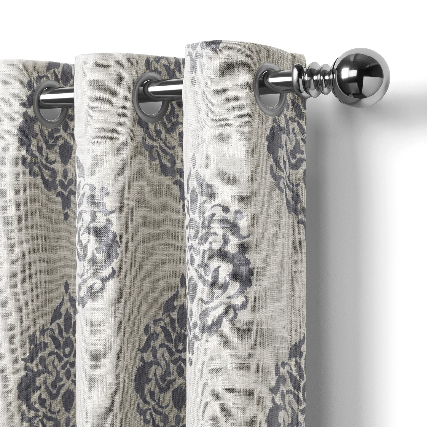 Threadmade Home Navara Medallion Room Darkening Window Curtain, Gray - 52"W x 95"L