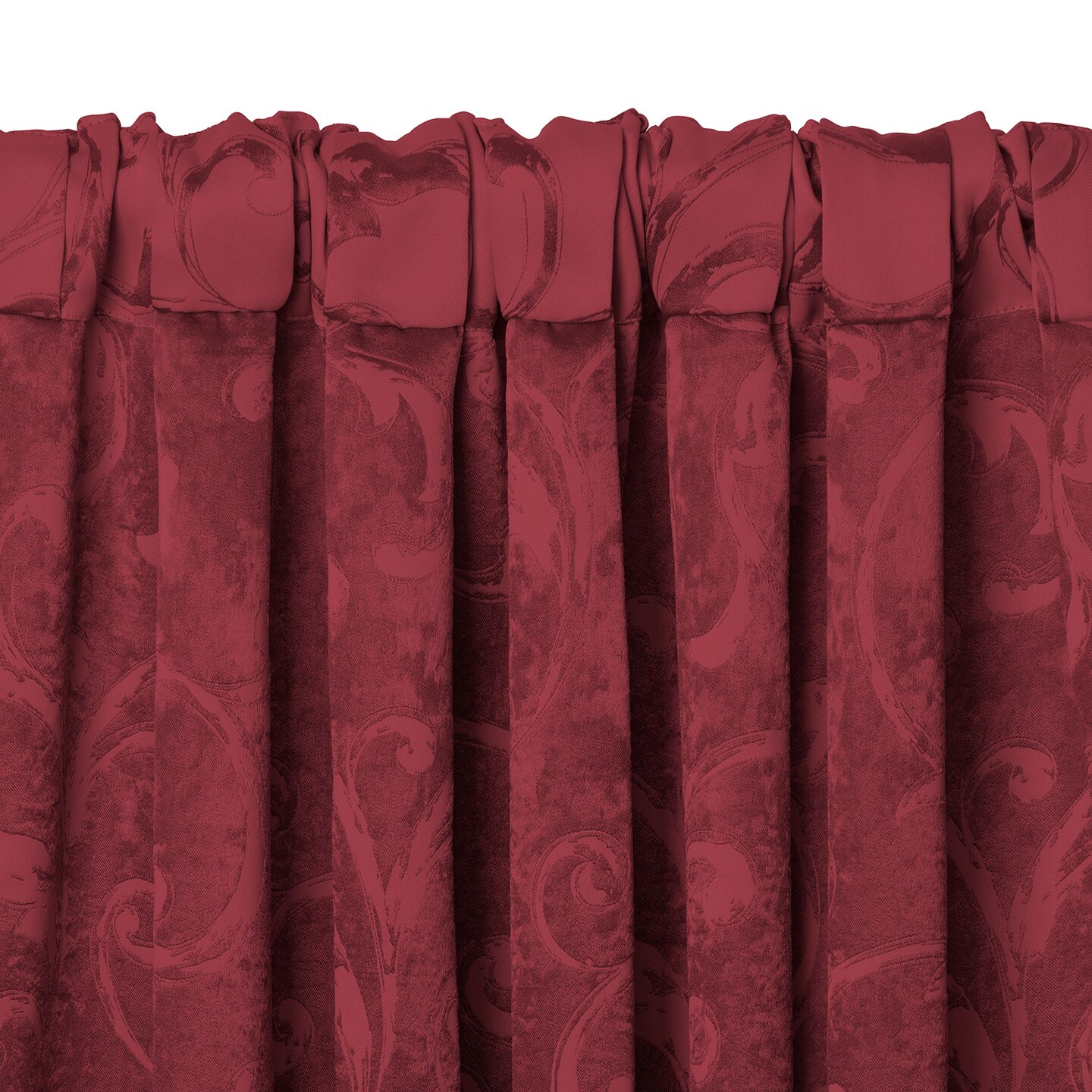 Threadmade Home Mia Jacquard Scroll Blackout Window Curtain, Rouge - 52"W x 95"L