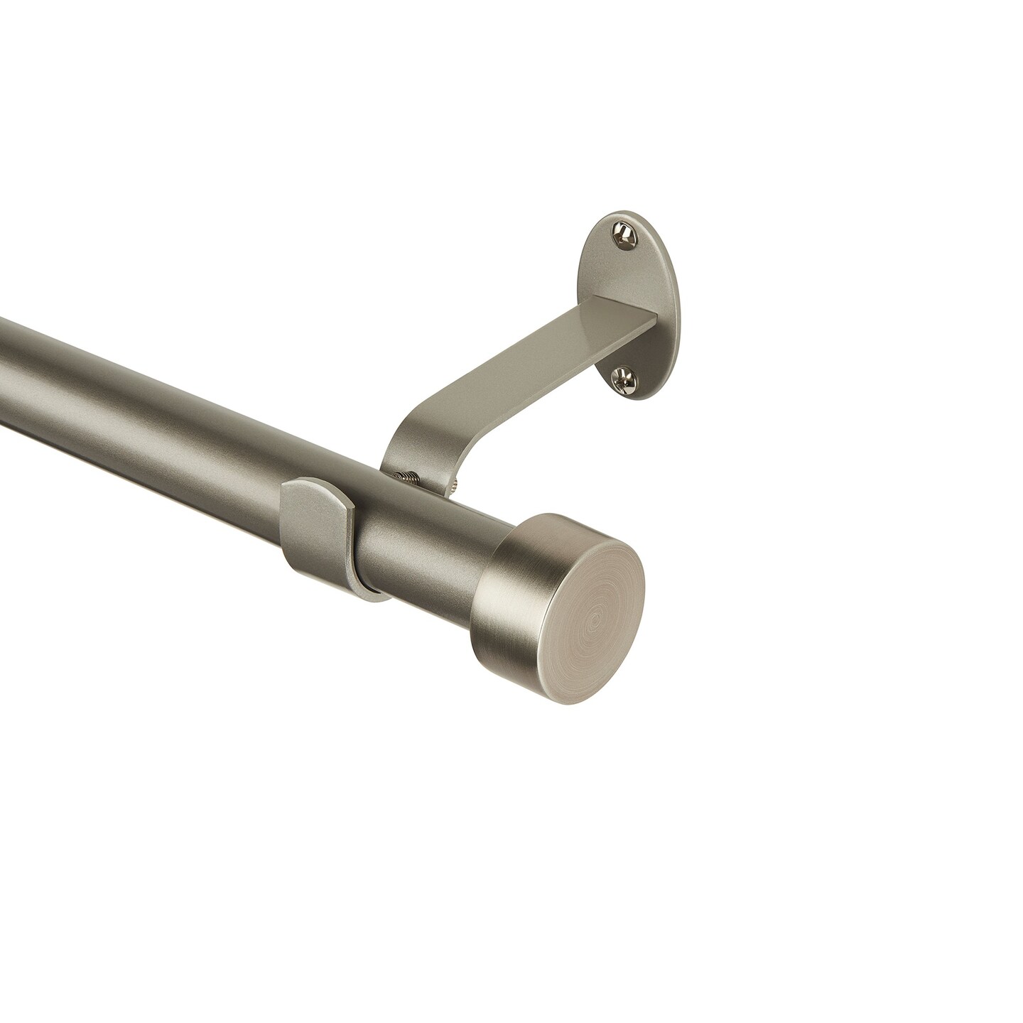 Threadmade Home Serena Single Curtain Rod with Contemporary Cap Finial, Antique Pewter - 86"W x 120"L
