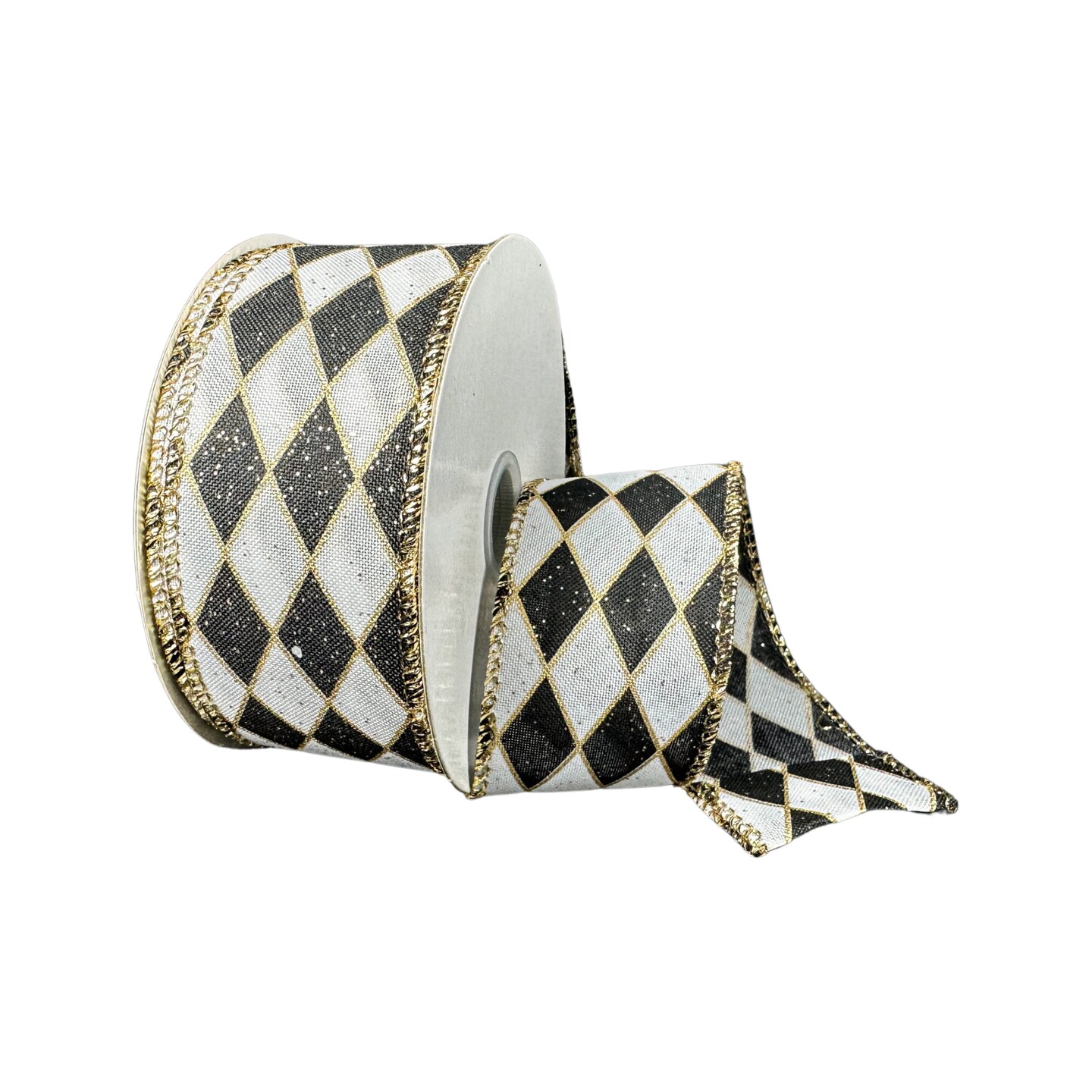 1.5&#x22; Antique Harlequin Ribbon: Black (10 Yards)