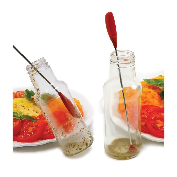 Norpro 2pc Silicone Spatula Set - Jar Scraper with Cake Icing Spatula - Red