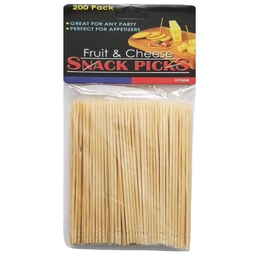 Handy Housewares 3.75&#x22; Natural Wood Party Snack Appetizer Skewer Picks - Great for Fruit and Cheese