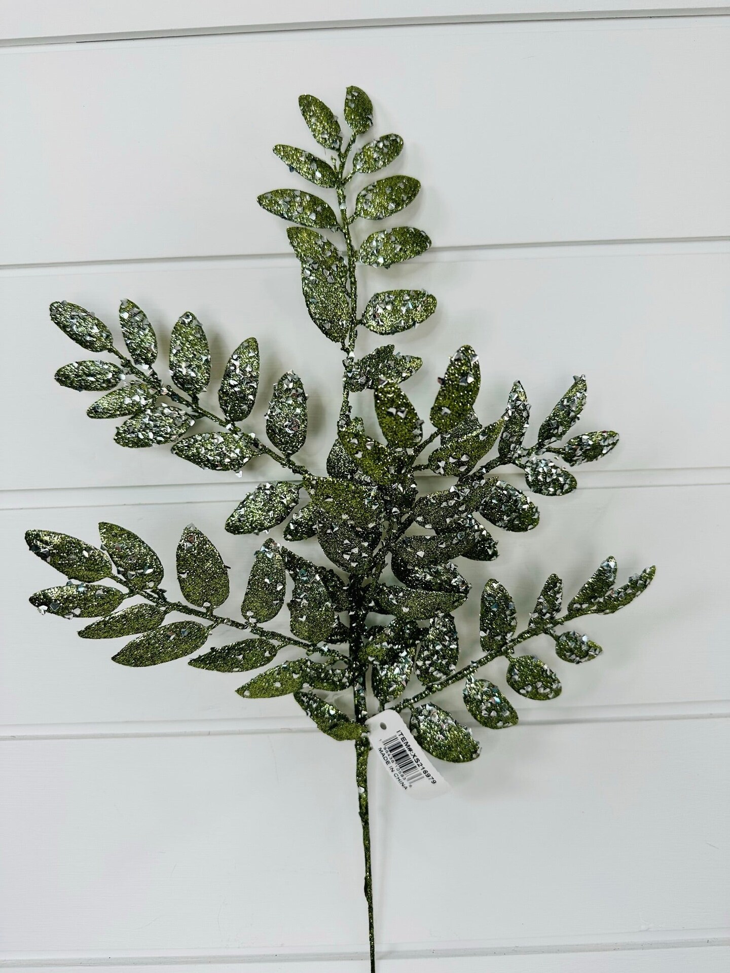 21&#x22;L Sage Green Glitter Honey Locust Spray - Sparkly Floral Holiday Decoration-XS216979