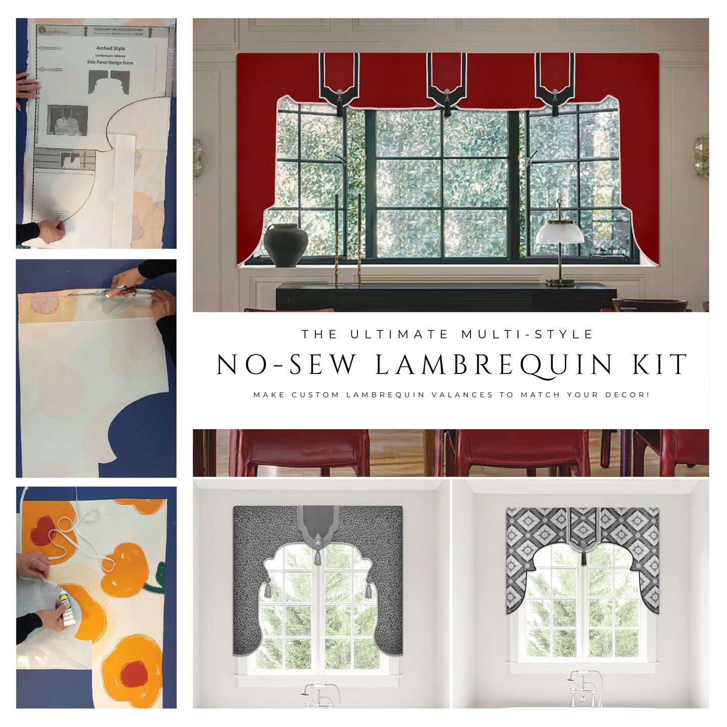Multi-Style Lambrequin Valance Kit Traceable Forms for Custom Window Treatments