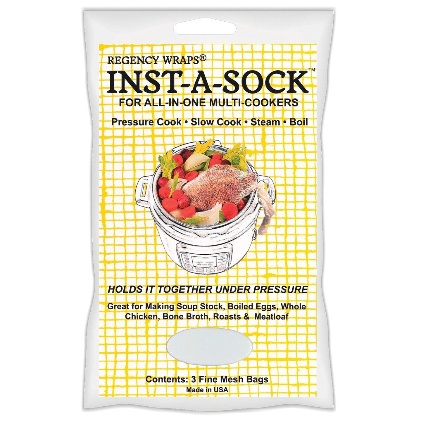 Regency Inst-A-Sock for All-in-One Multi-Cookers to Pressure, Slow Cook, Steam &#x26; Boil, Set of 3