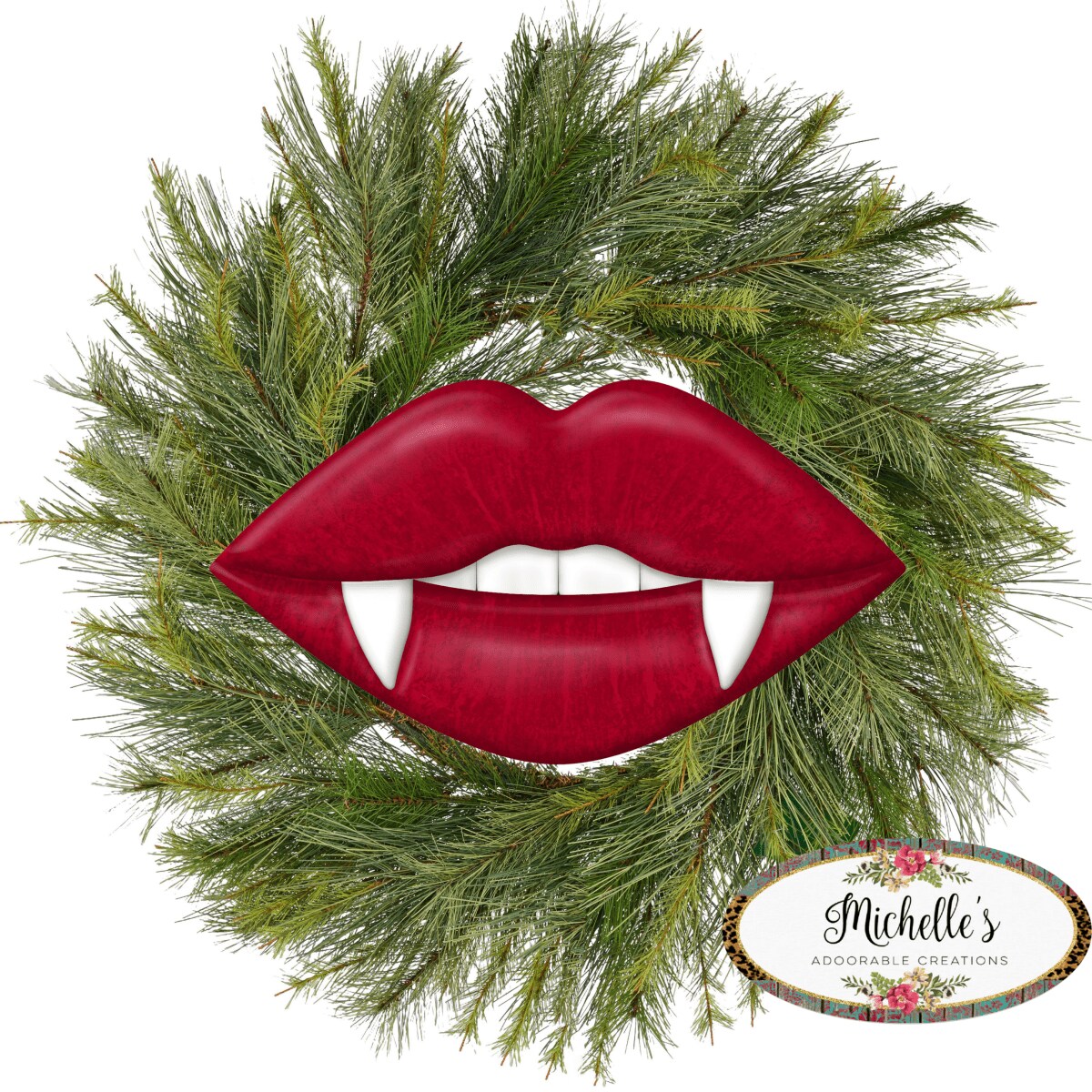 12&#x22; Metal Embossed Hanger: Vampire Lips Red