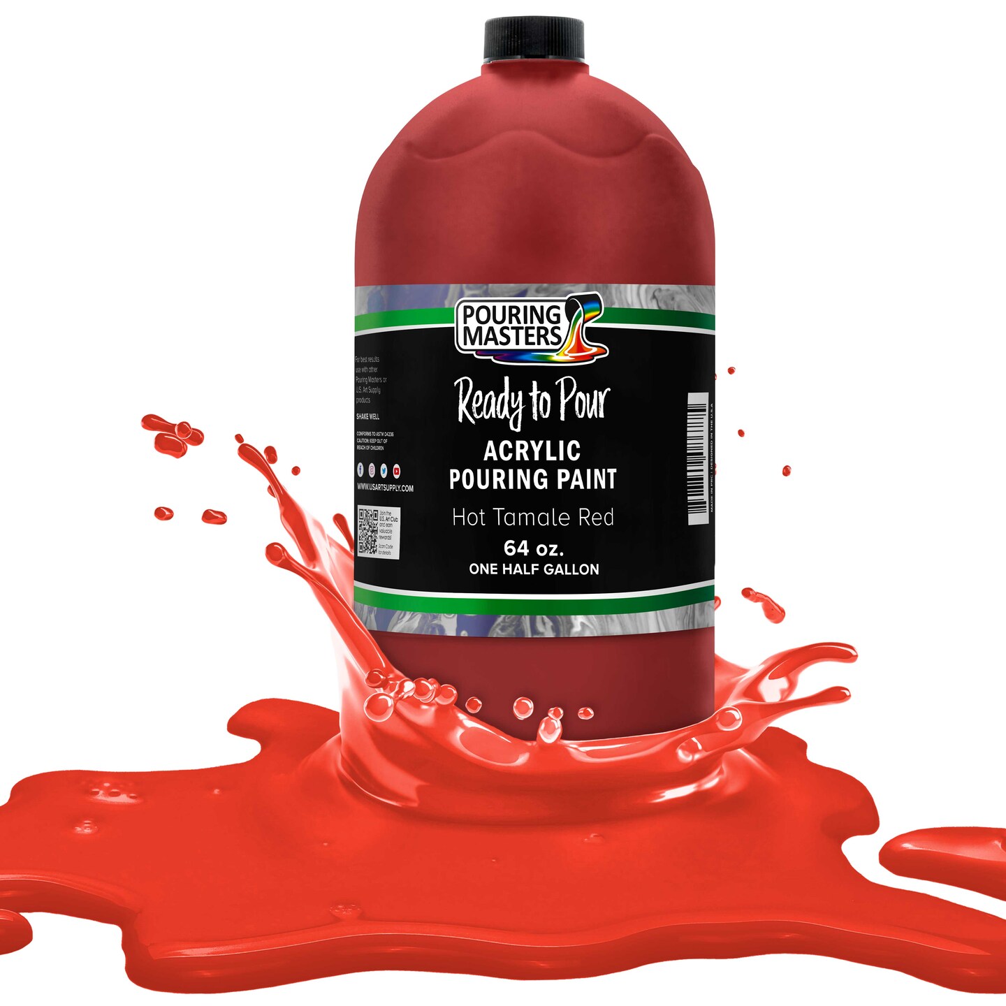 Pouring Masters Hot Tamale Red Ready to Pour Acrylic Pouring Paint - Premium 64-Ounce Pre-Mixed Fluid Acrylic Paint - Fluid Art Supplies for Canvas, Wood, Paper, Tile & Rocks