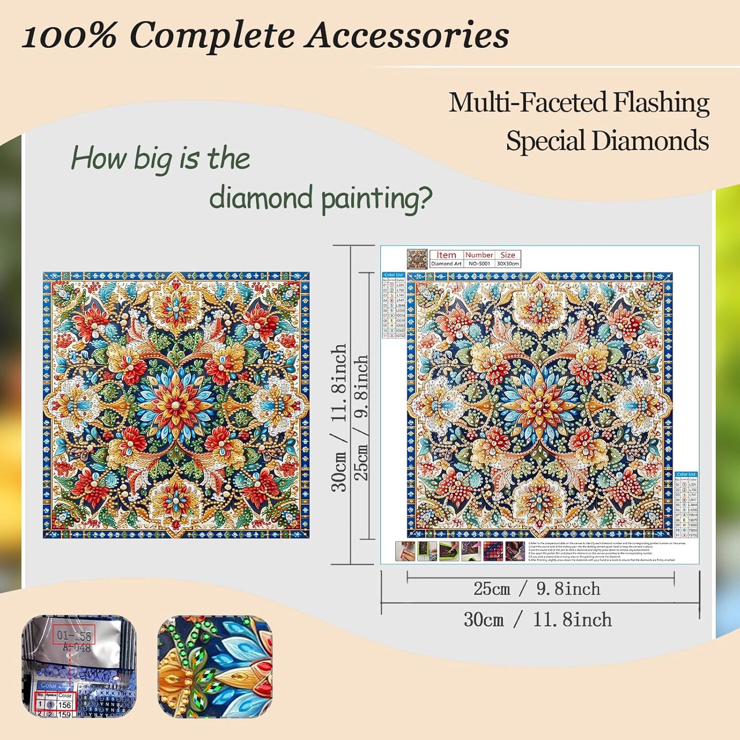 Mandala Diamond Art Kits for Adults – 5D Special Shaped Diamond Painting Kit – 12x12 Inch DIY Gem Art for Beginners, Home Wall Décor & Gifts