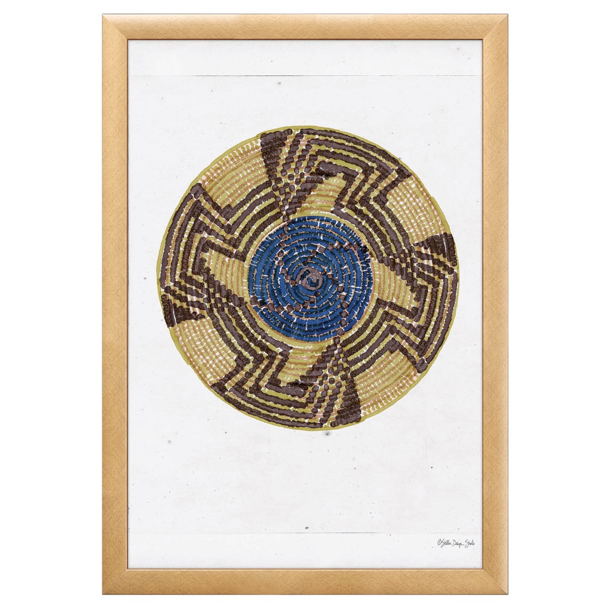 12" x 16" Basket Study 4 Framed Wall Art, Contemporary Abstract Home Décor, Glass Facing and Hanging Hardware Included