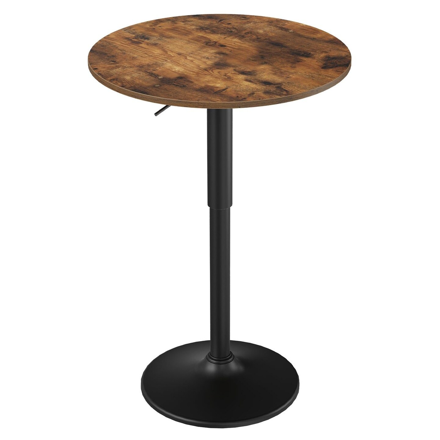 Brown Adjustable Bar Table, Round Bistro Table for Home and Cafe
