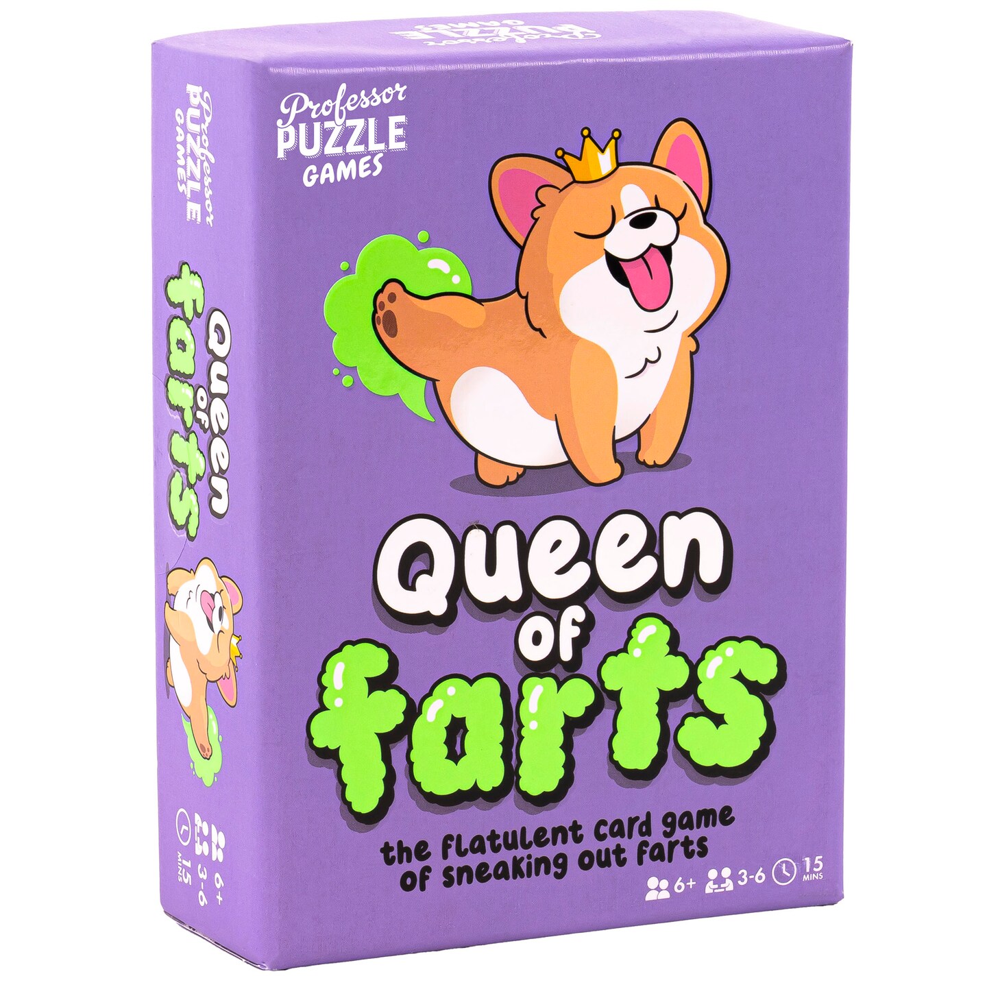 Professor Puzzle: Queen of Farts - Flatulent Animal Card Game, Pair Matching &#x26; Card Discarding, Gassy Fun Party Game, Family-Kids Ages 6+, 3-6 Players