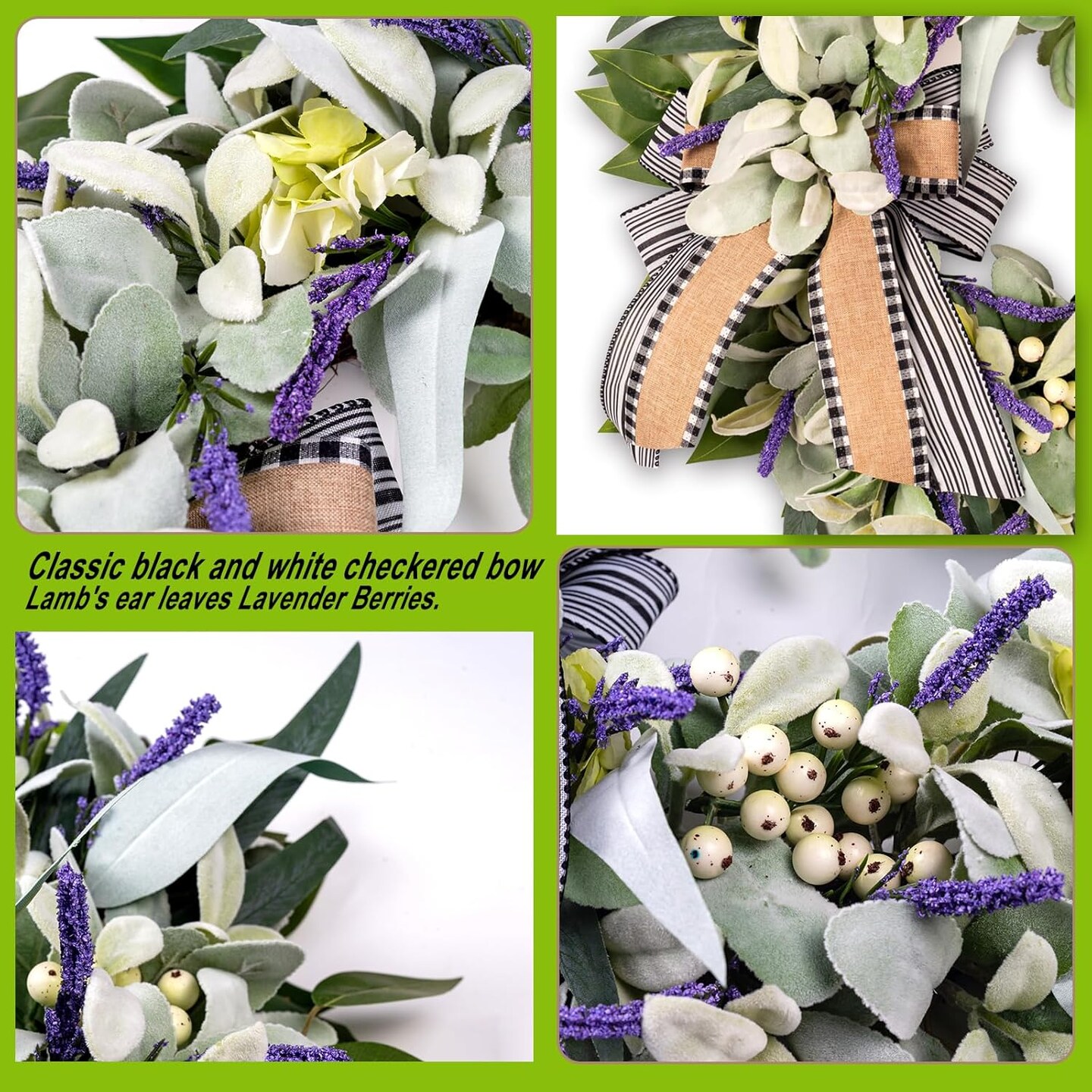 Lambs Ear Spring Wreaths for Front Door All Season