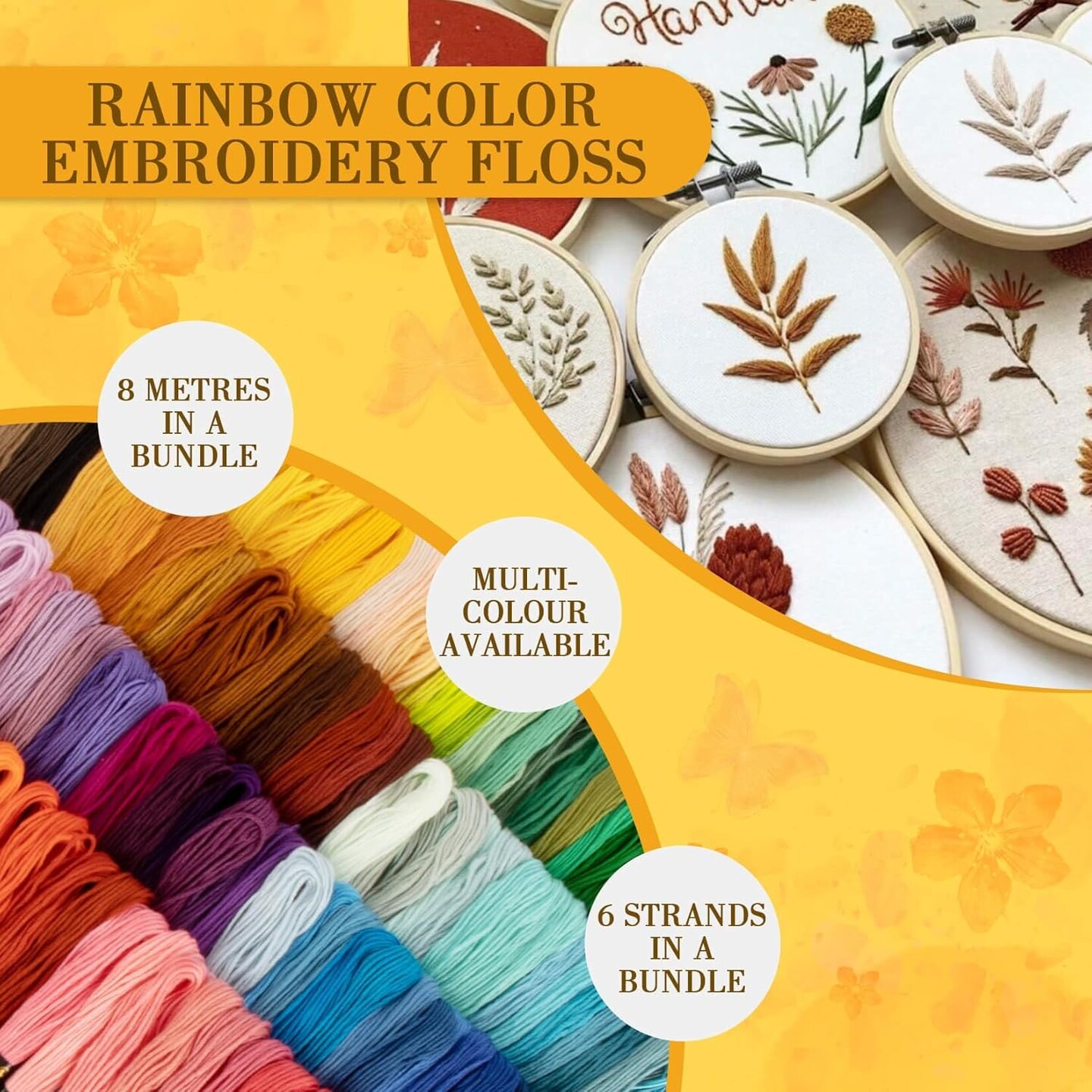 100 Colour Embroidery Thread - Rainbow Embroidery Floss Bulk Hand Embroidery Thread Variegated Embroidery Floss Cross Stitch Thread Crewel Embroidery Floss for DIY Sewing Embroidery Crafts Making