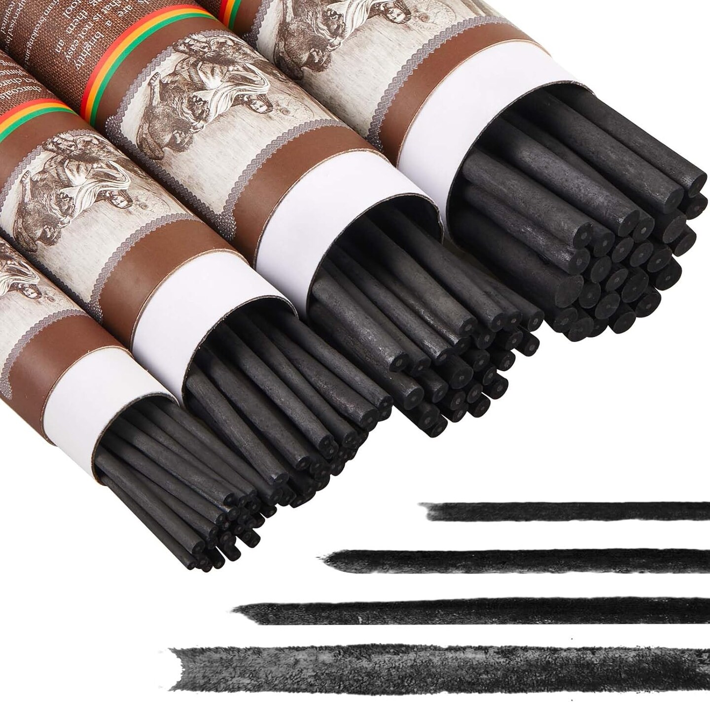 100 pcs Willow Charcoal Sticks – Soft Black Drawing Charcoal (Various Sizes)