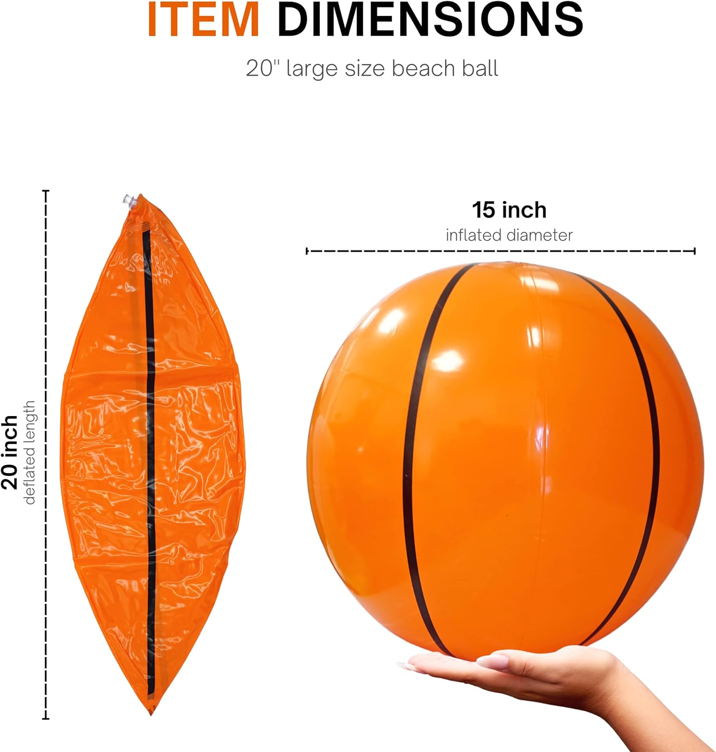 4E's Novelty 20"" 3 Pack Inflatable Basketballs - Basketball Party Decorations & Supplies