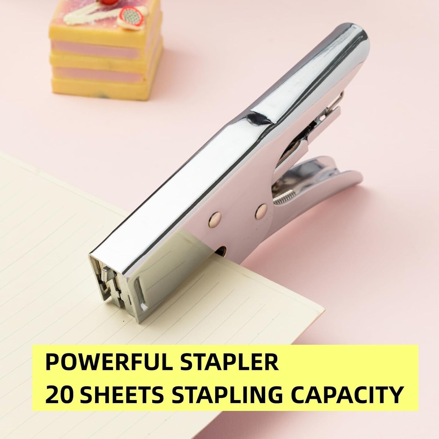 Heavy-Duty Full-Strip Metal Plier Stapler, Large Capacity Stapler with Standard 24/6 Metal Staples 1000 pcs for Desktop Work Office &#x26; School Supplies