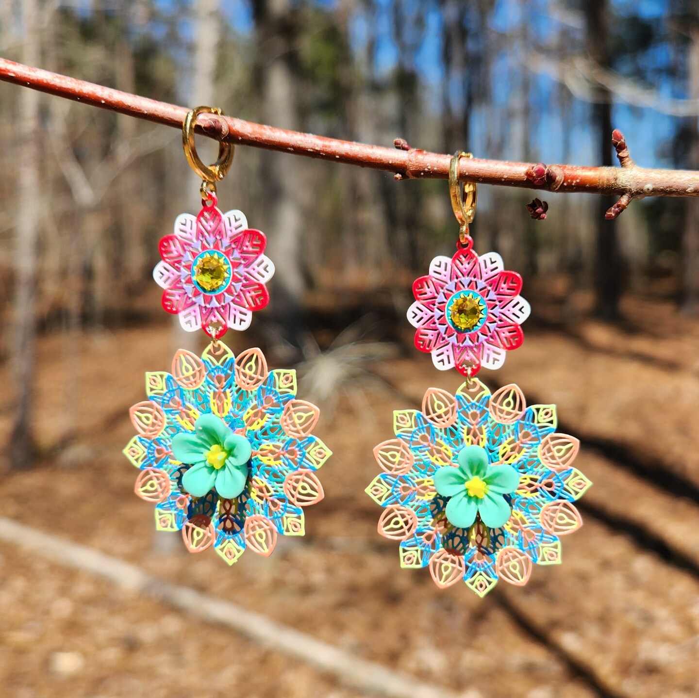 Prismatic Bloom Earrings Colorful Flowery Enamel with Austrian  Crystals and Resin Flowers MakerPlace by Michaels