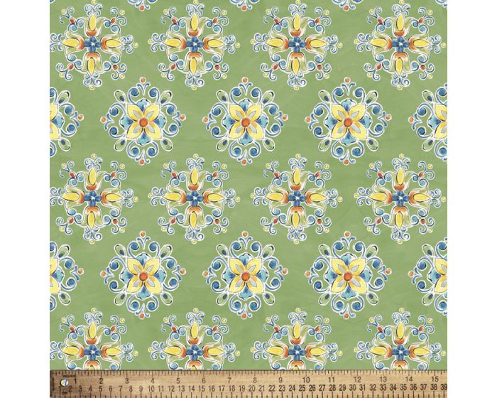 Mediterranean Medallions Cotton Fabric | By the Yard | Sewing and Crafting | 44 inches wide