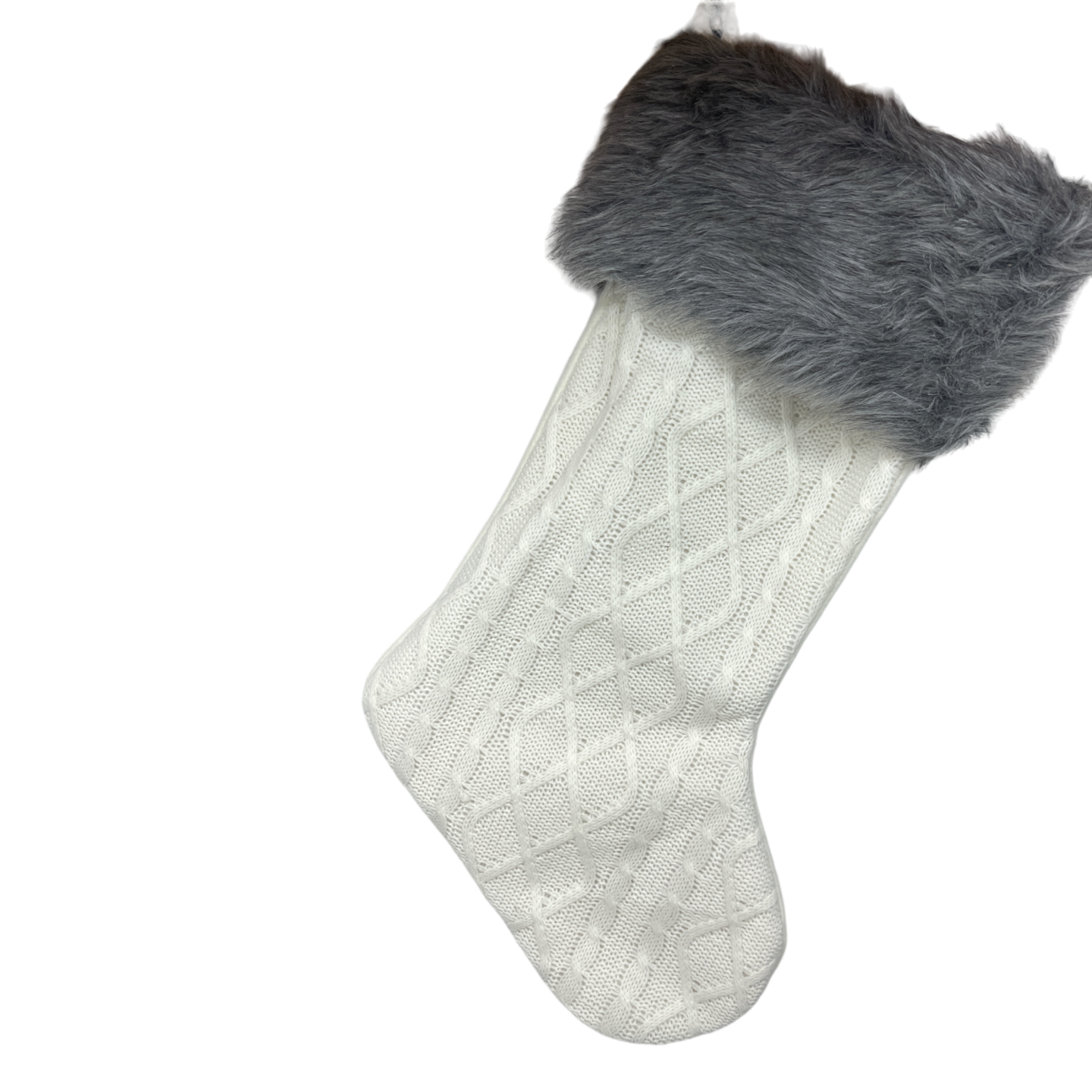 21&#x22; Knit Fabric Stocking - Grey Cuff