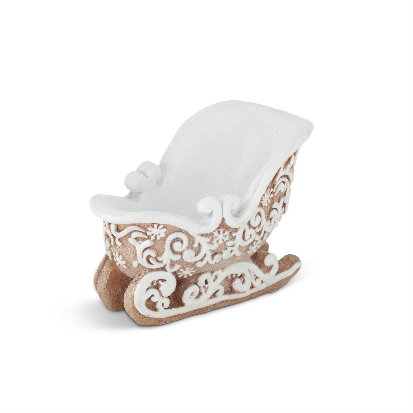 5.5" Frosted Gingerbread Sleigh – Mini Resin Christmas Figurine