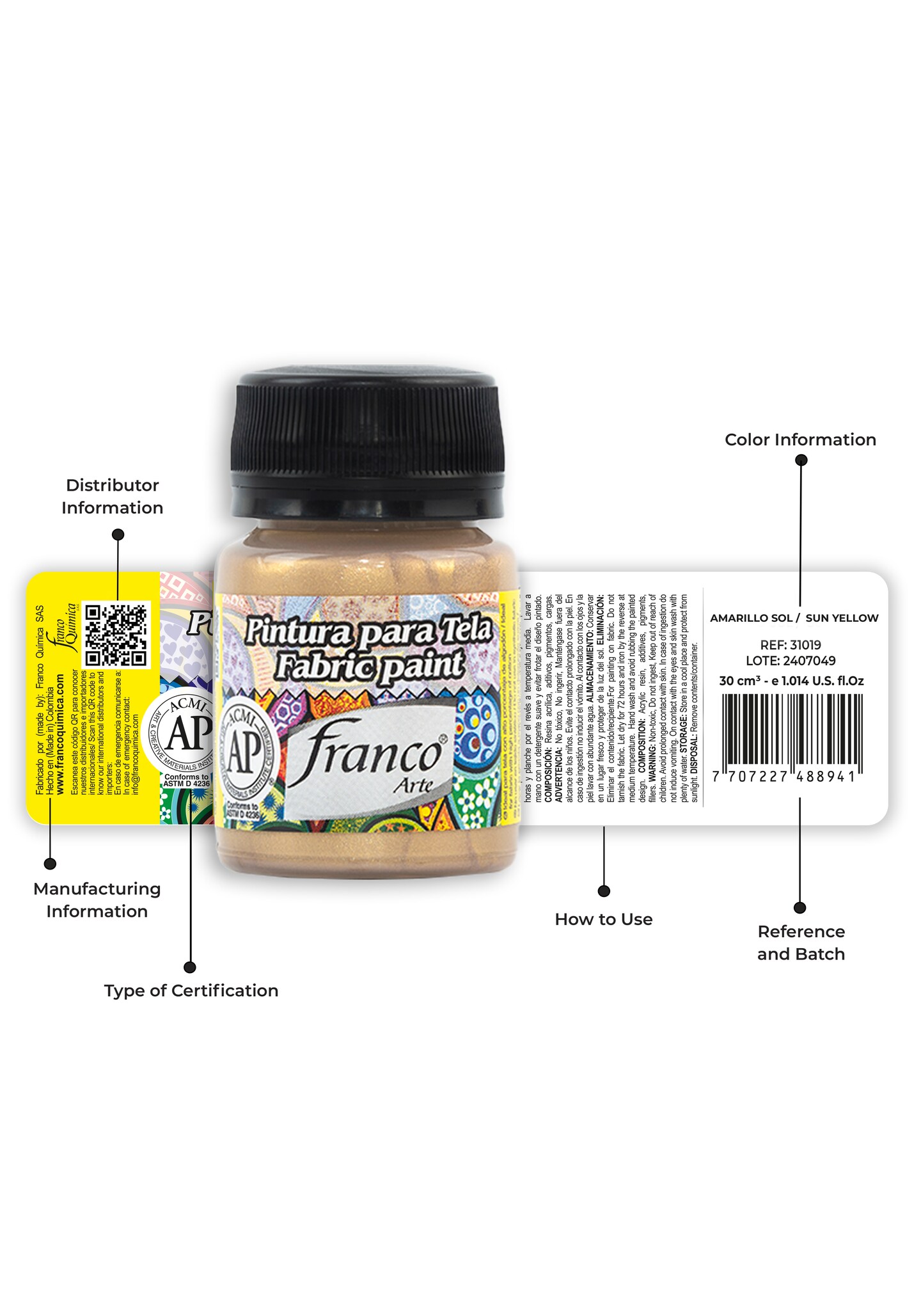 31055 Fabric Paint 1 U.S fl oz / Metallic Gold