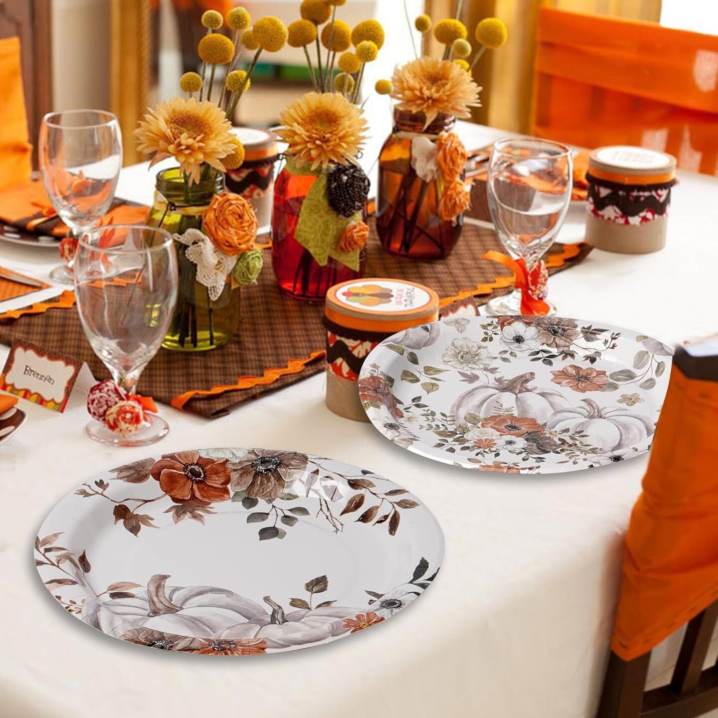 100 PCS Fall Paper Plates and Napkins (Paper)