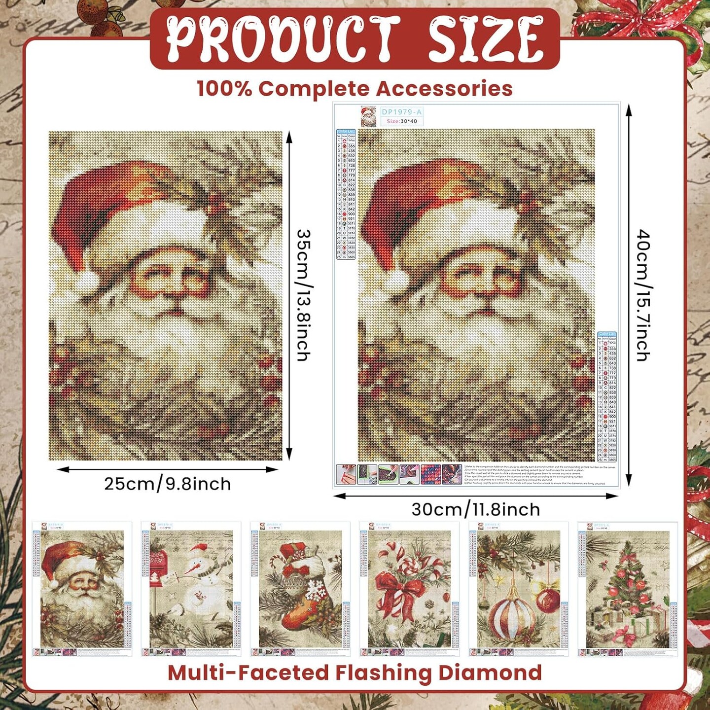 6 Pcs Christmas Diamond Painting Kits for Adults(multicolor)