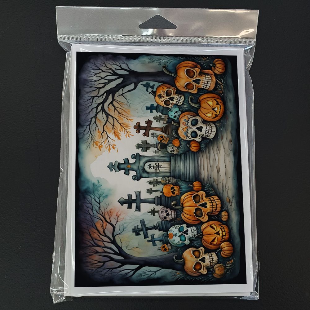 Edge Collections - 5" x 7" - Multicolor - Calaveras Sugar Skulls Halloween Greeting Cards - 8 Pieces