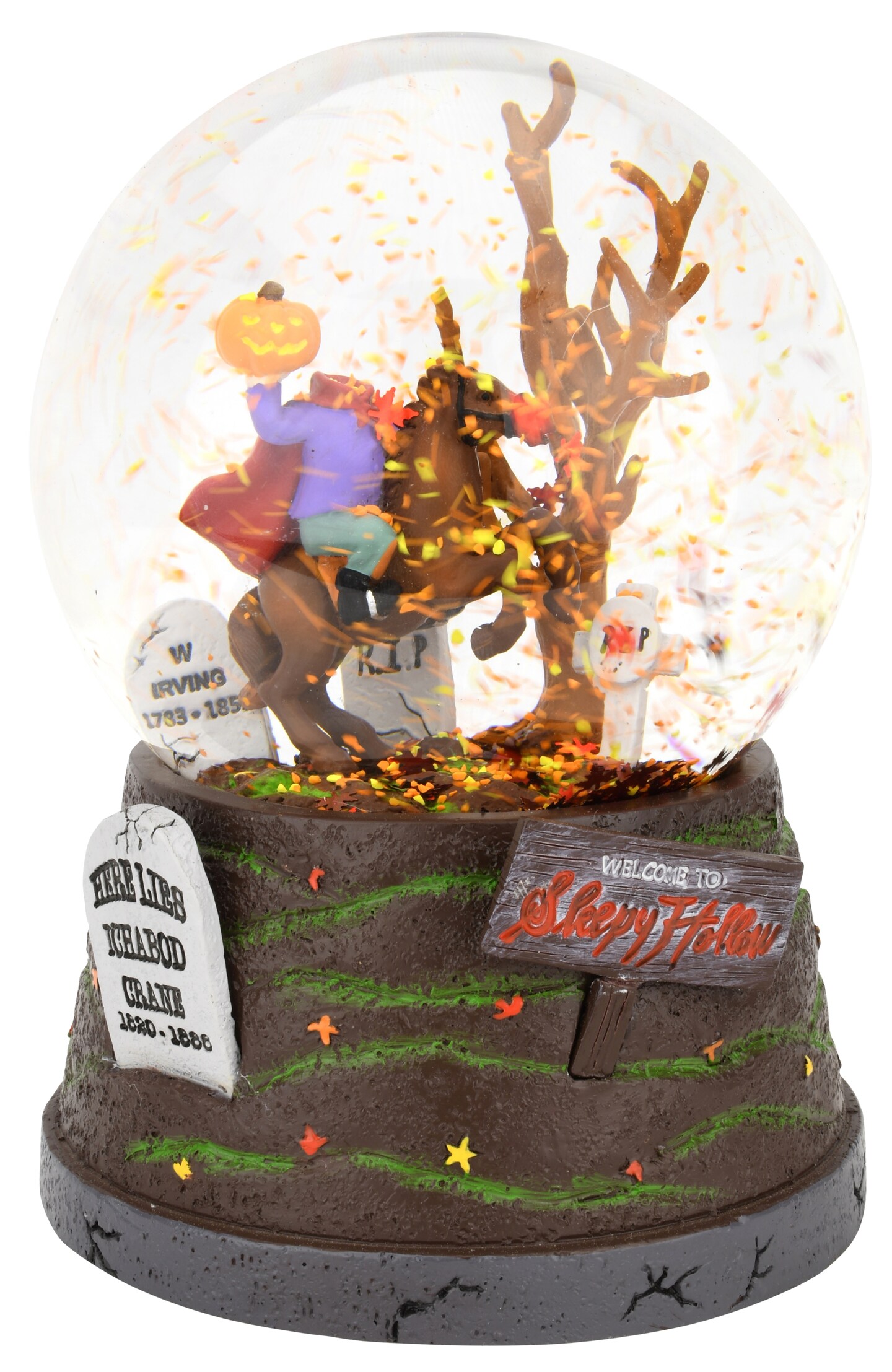 Tree Buddees Sleepy Hollow Fall Themed Headless Horseman Halloween Snow Globe - Large 6.5&#x22;