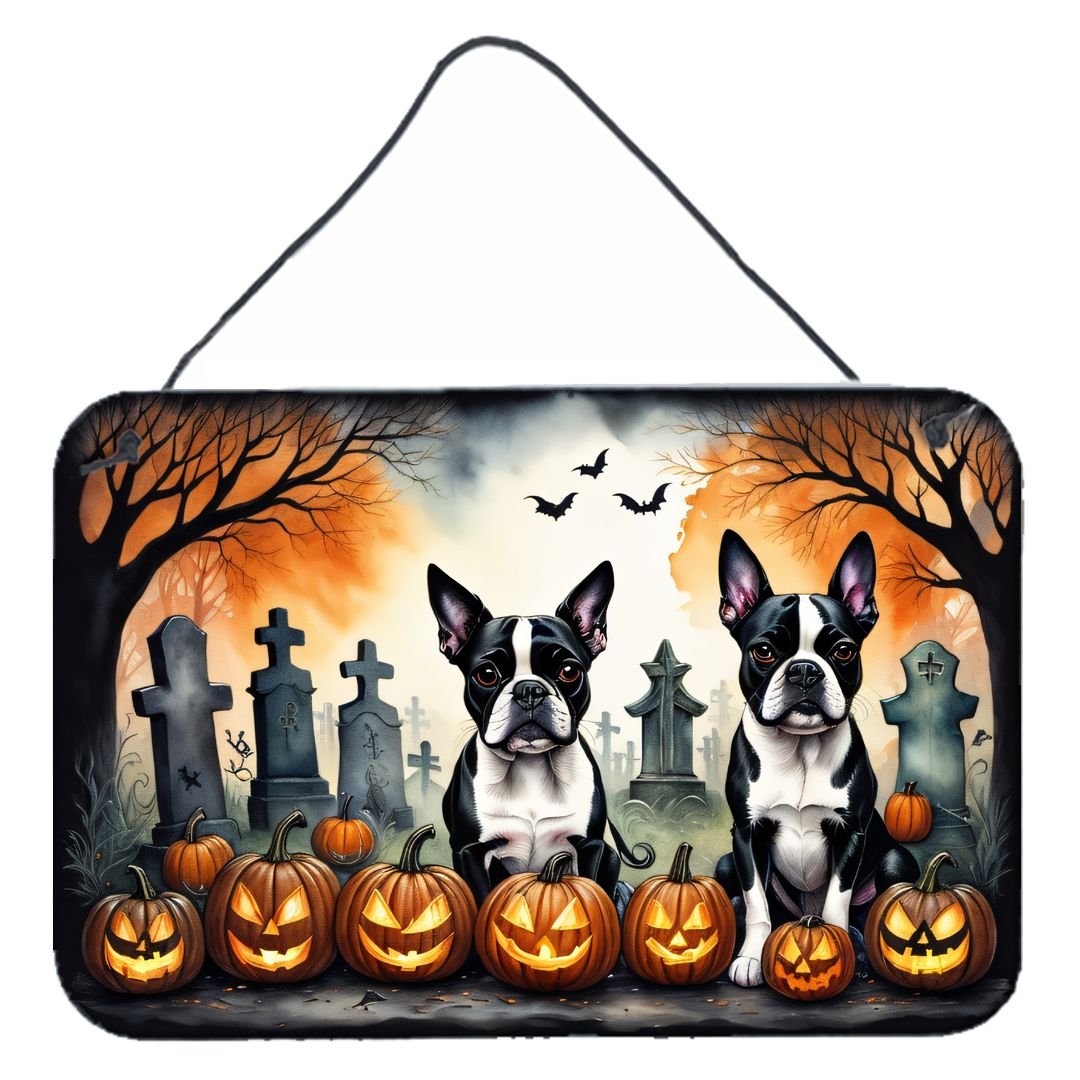 Edge Collections - 8" x 12" - Multicolor - Boston Terrier Halloween Aluminum Metal Sign - 1 Piece