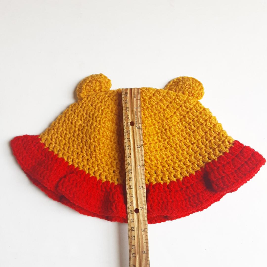 Handmade Crochet Character Bucket Hat Winnie the Pooh 3-10 yrs old NEW