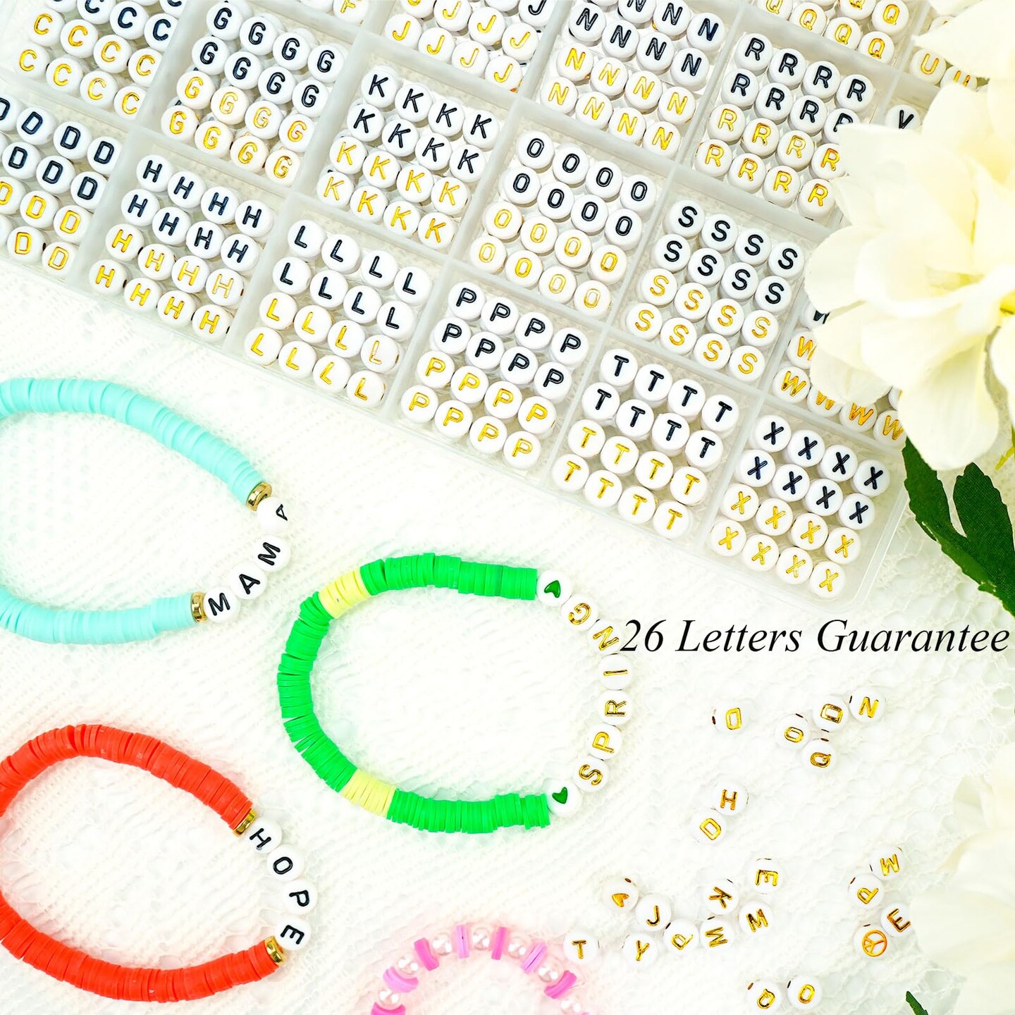 Friendship Bracelet Making Kit 96 Colors, 900pcs Letter Beads, 100pcs Number Beads, Gold Silver Spacer Beads Charms Clay Beads for Concert Friendship Bracelets Jewelry Polymer Heishi Beads