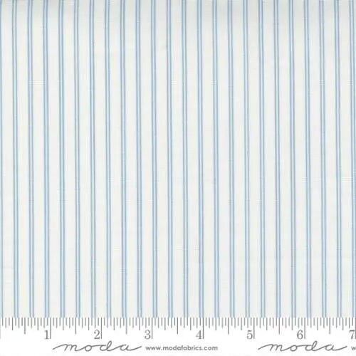 Nantucket Summer Cream Blue Stripe Stripes 44&#x22;/45&#x22; Fabric Per Yard