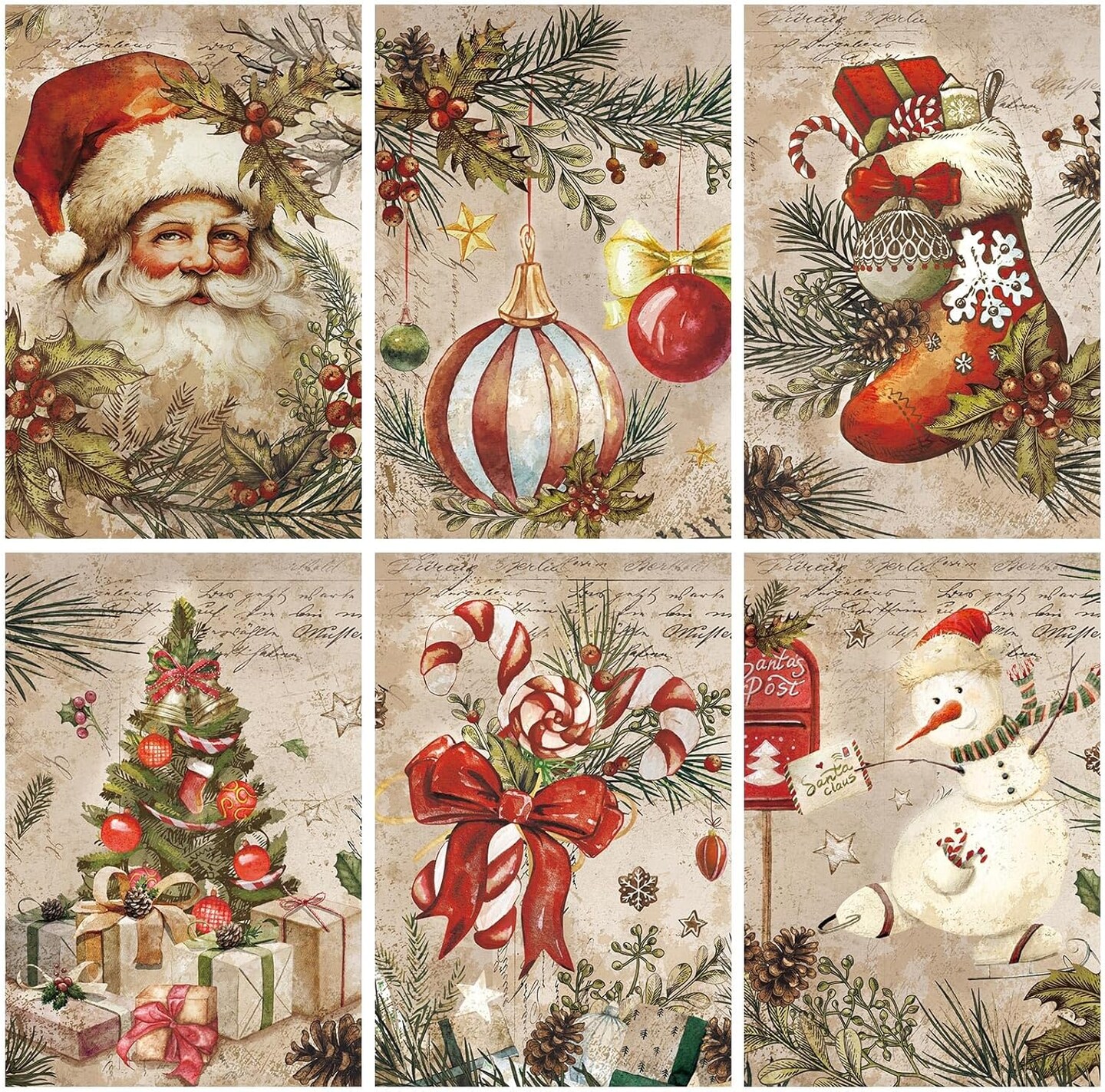 6 Pcs Christmas Diamond Painting Kits for Adults(multicolor)