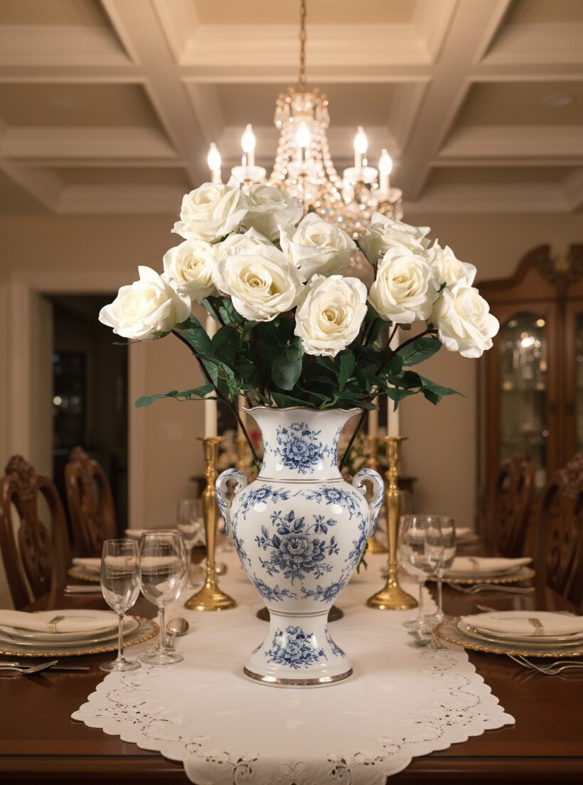 27” Real Touch Candle White Rose 4” Bloom Faux Flower for Wedding, Home & Romantic Decor