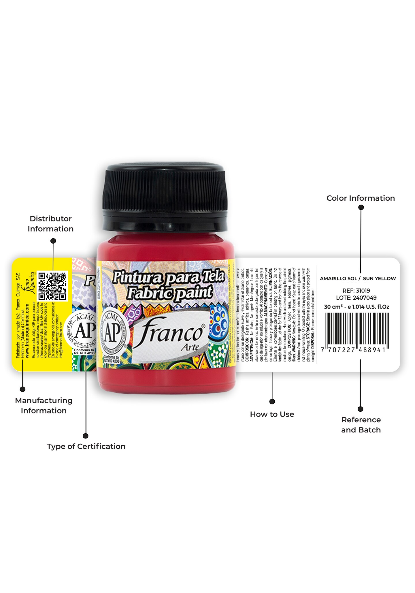 31010 Fabric Paint 1 U.S fl oz / Christmas Red