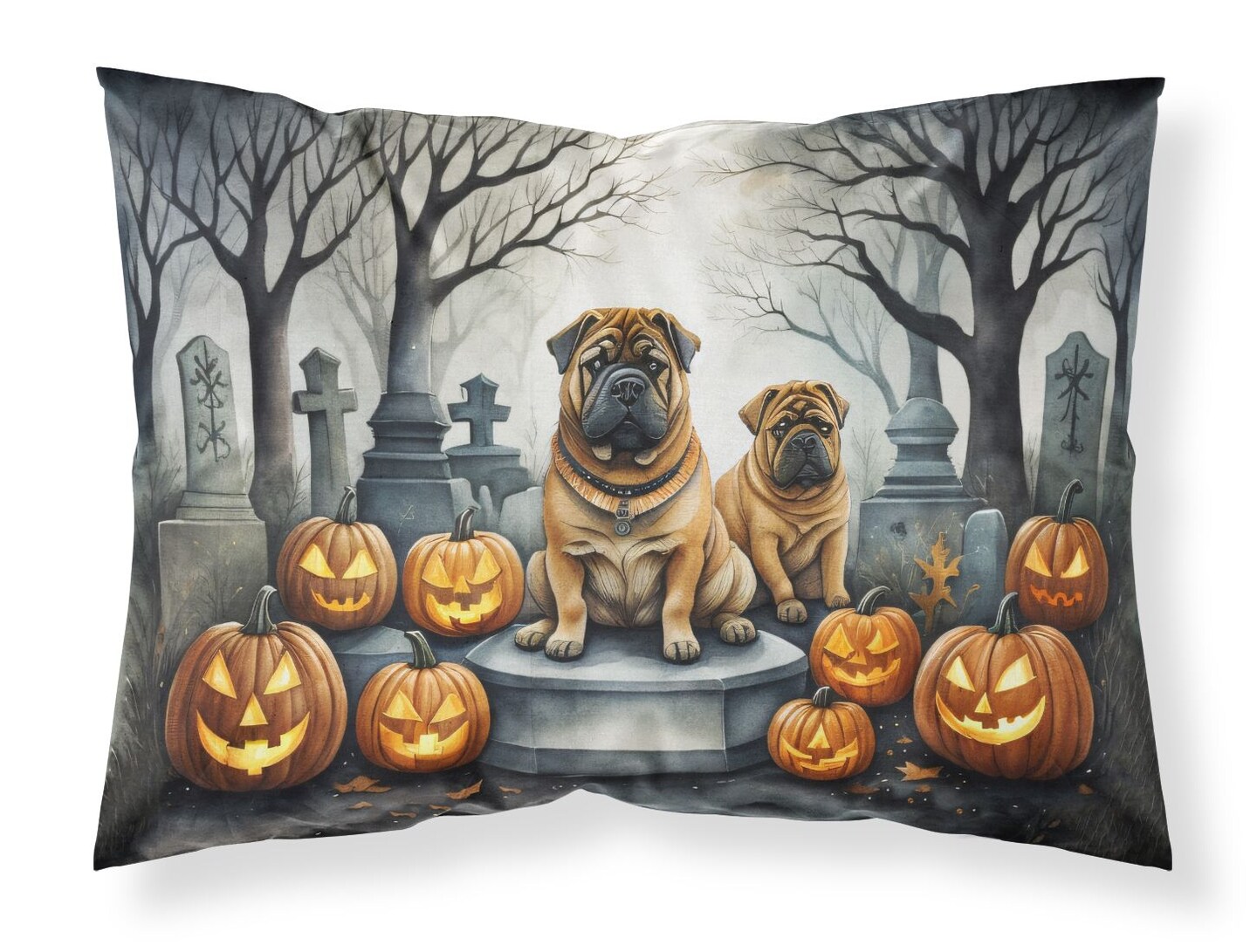 Shar Pei Standard Pillowcase Lightweight Super Soft Halloween Artwork