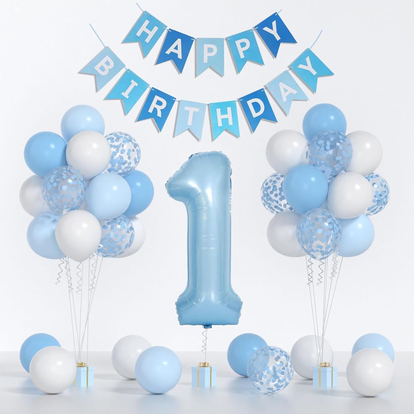 Baby Blue White Balloons And 40inch 1 Balloon (Blue)
