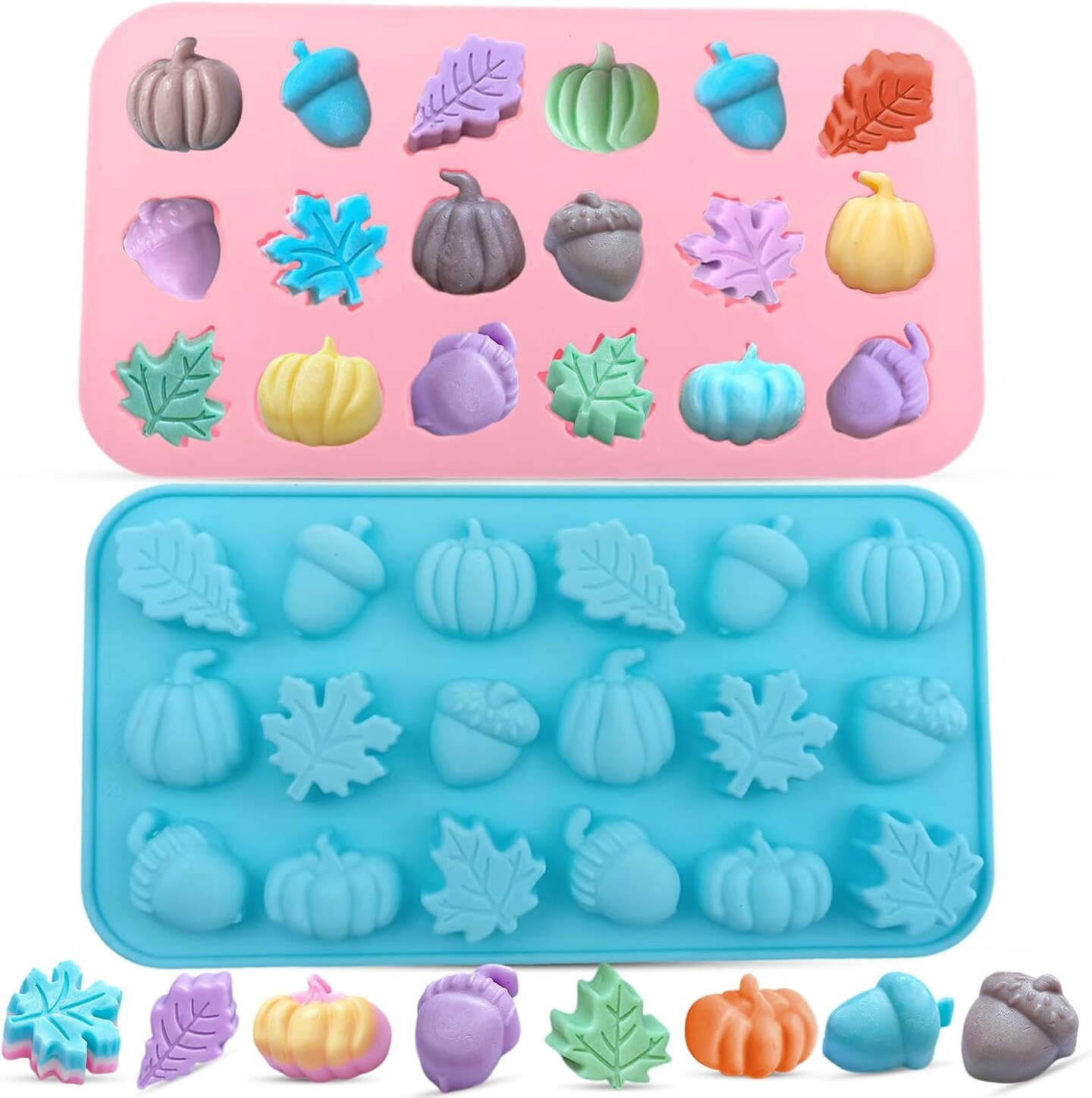 2-Pack Mini Fall Molds - 18 Cavity Chocolate Baking Molds (Harvest Bites)